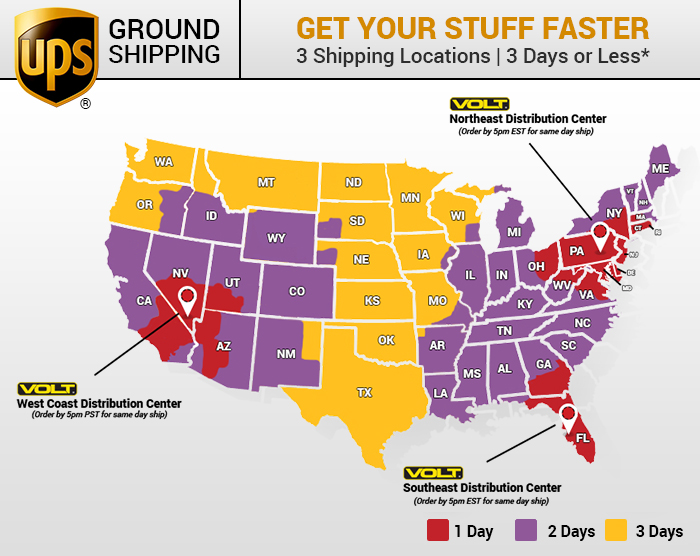 VOLT Lighting Shipping Map